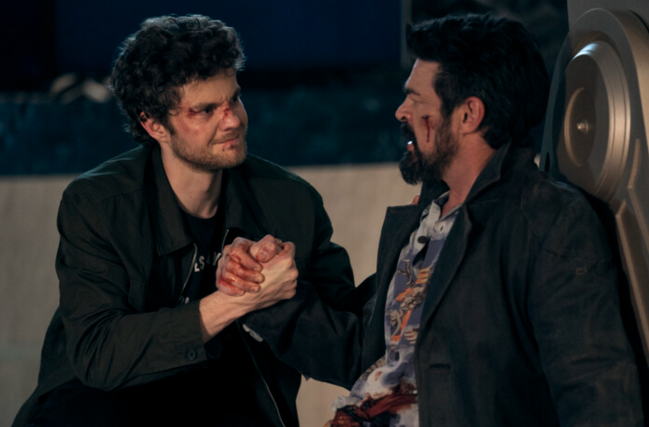 Jack Quaid and Karl Urban in 'The Boys' series finale